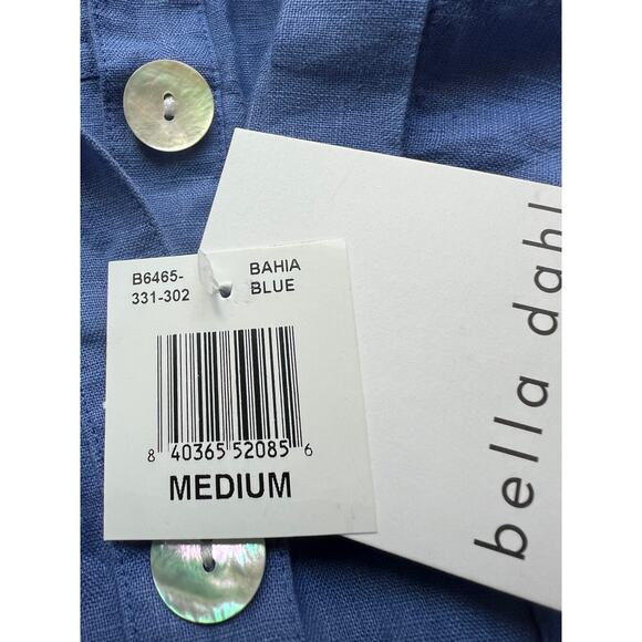 BELLA DAHL WOMENS MEDIUM 100% LINEN ROLLED HEM UTILITY SHORT ROMPER BLUE NEW - Picture 12 of 15